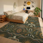 Earthy Thunderbirds Arrows Geometric Waves Rug Bedroom View