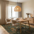 Earthy Thunderbirds Arrows Geometric Waves Rug Dining Room View