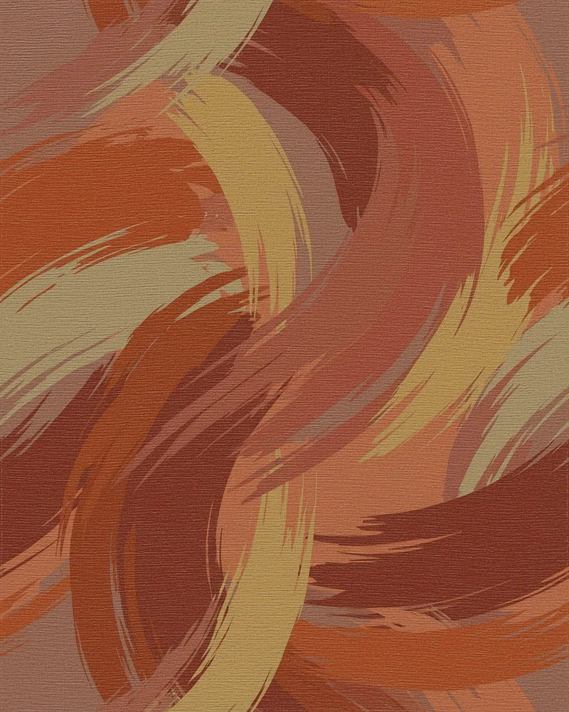 Earthy Tone Brushstroke Swirl Rug - Cutout View