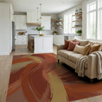 Earthy Tone Brushstroke Swirl Rug Living Room View