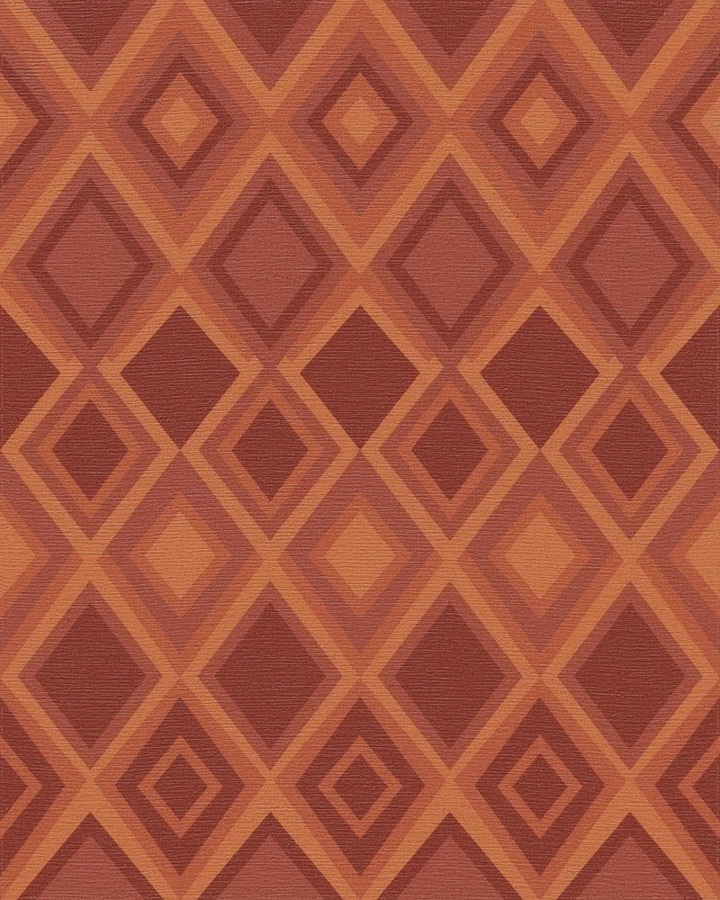 Earthy Tone Geometric Diamond Rug - Cutout View