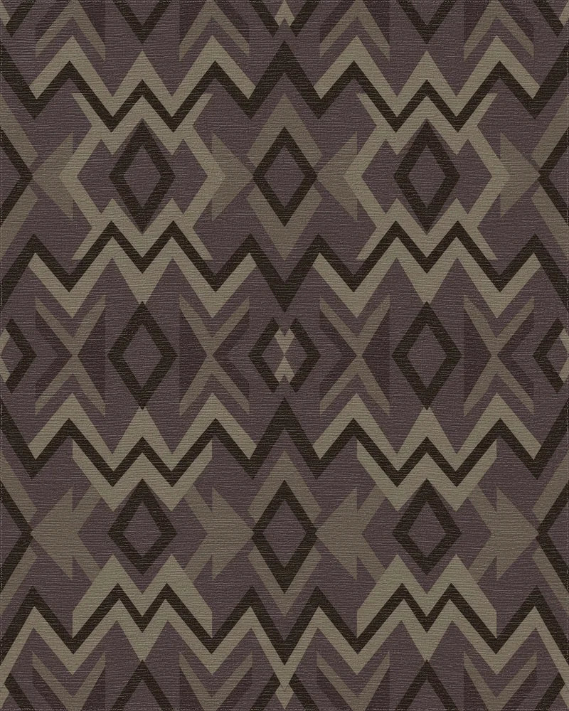 Earthy Tone Geometric Diamond Zigzag Rug - Cutout View