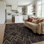Earthy Tone Geometric Diamond Zigzag Rug Living Room View