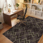 Earthy Tone Geometric Diamond Zigzag Rug Office View