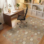 Earthy Tone Geometric Hexagon Rug Office View