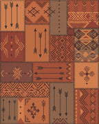 Earthy Tone Geometric Patchwork Rug - Cutout View