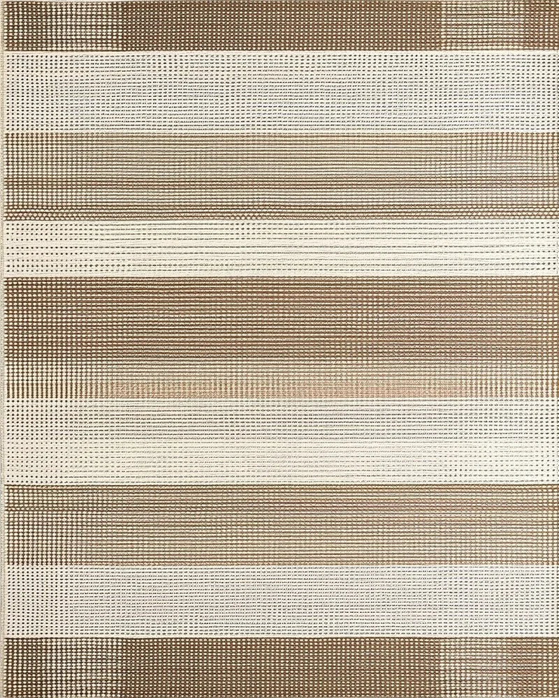 Earthy Tone Horizontal Stripe Dot Rug - Cutout View