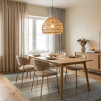 Earthy Tone Horizontal Stripe Dot Rug - Dining Room View