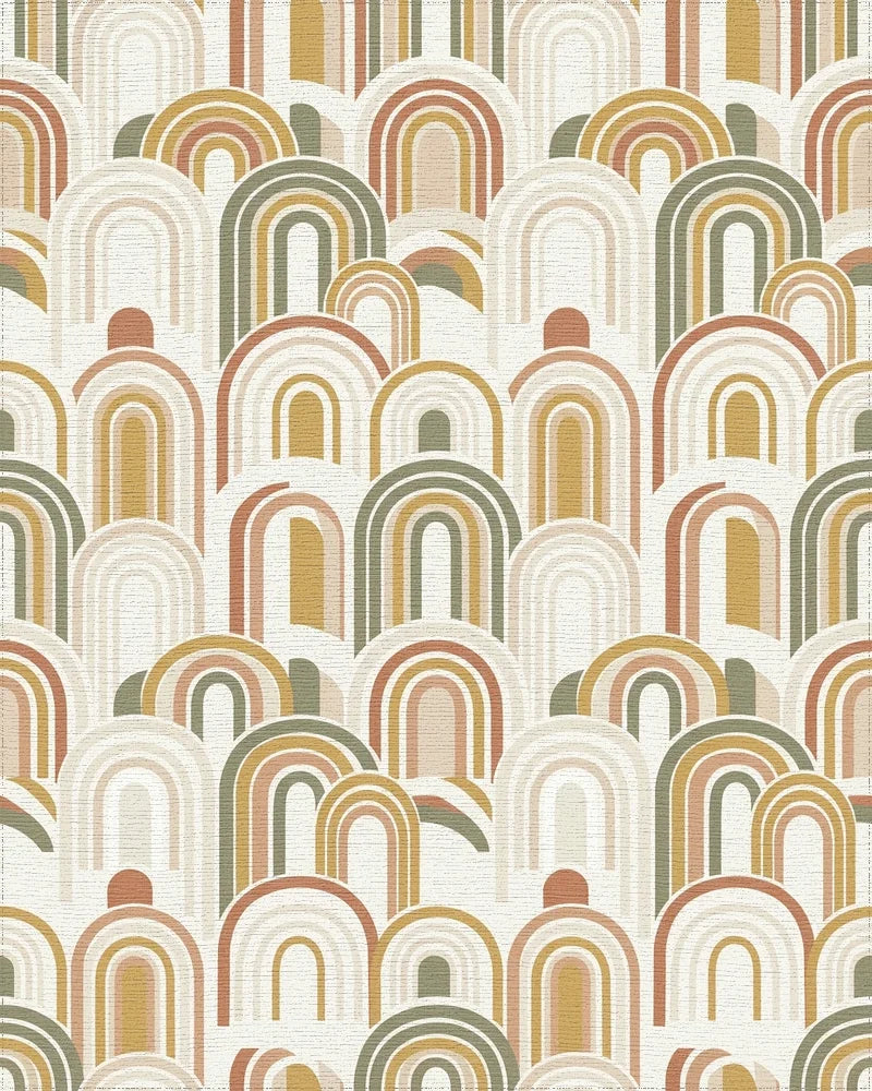 Earthy Tone Rainbow Arch Overlay Rug - Cutout View