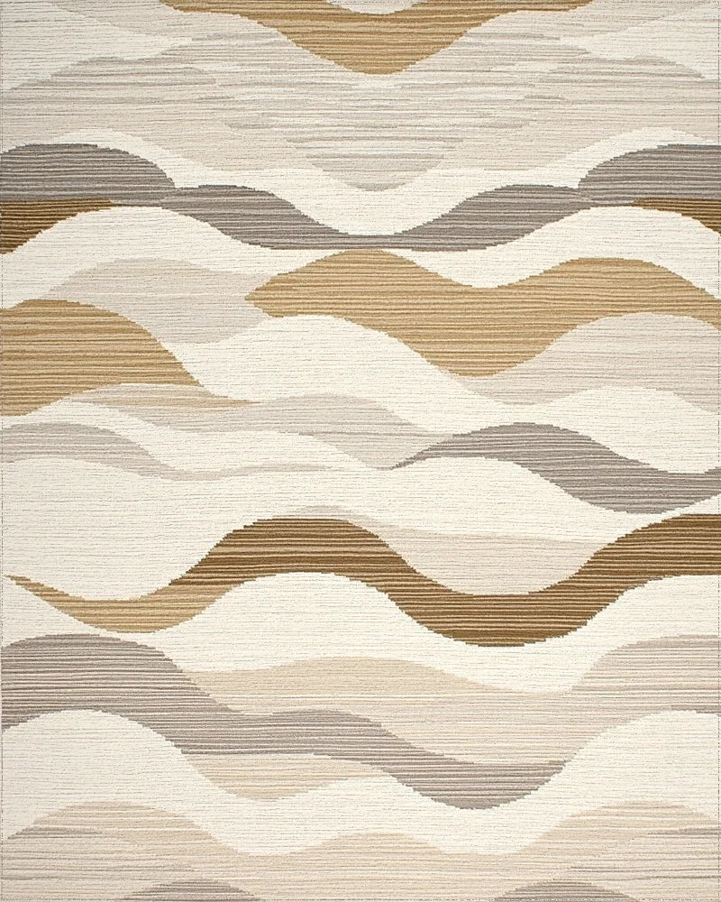 Earthy Tone Rippling Wave Rug - Cutout View