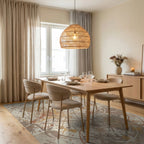 Earthy Tone Splatter Abstract Rug Dining Room View