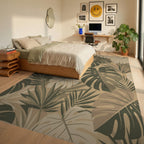 Earthy Tone Tropical Foliage Rug Bedroom View