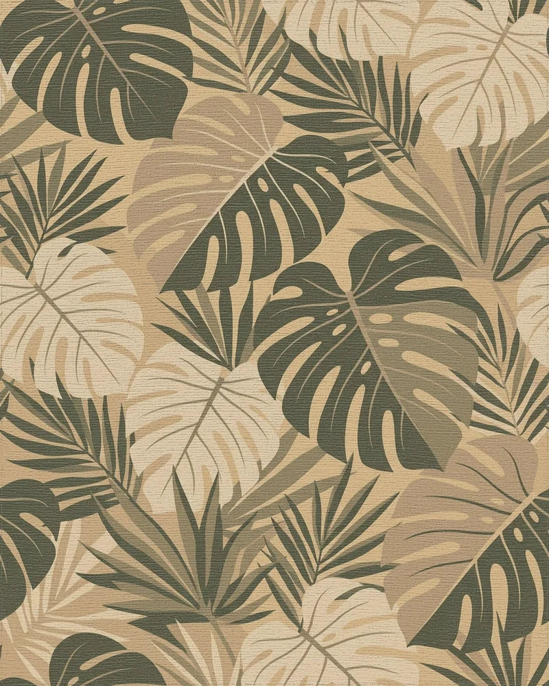 Earthy Tone Tropical Foliage Rug - Cutout View