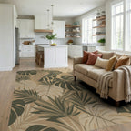 Earthy Tone Tropical Foliage Rug Living Room View
