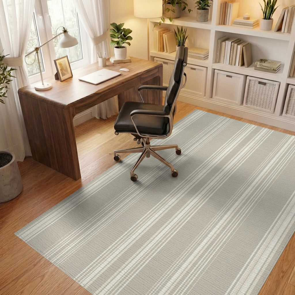 Earthy Tone Vertical Stripe Rug Office View