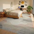 Earthy Tone Wavy Landscape Rug - Bedroom View