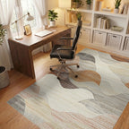 Earthy Tone Wavy Landscape Rug - Office View