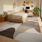 Earthy Toned Abstract Wave Rug - Bedroom View