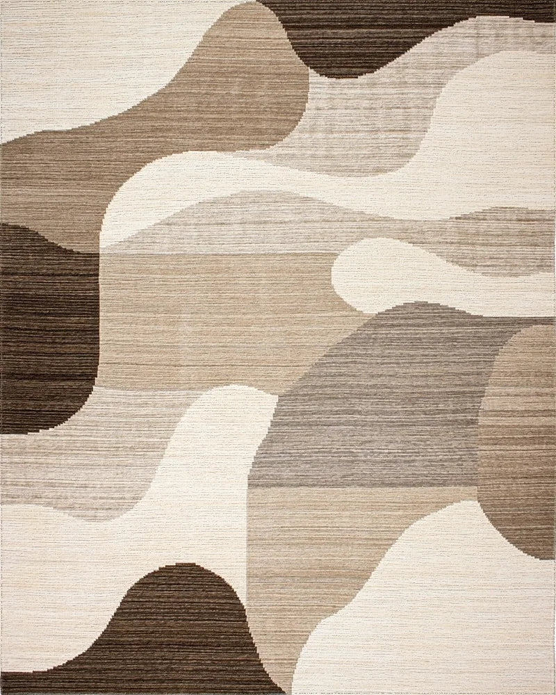 Earthy Toned Abstract Wave Rug - Cutout View