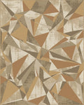 Earthy Tones Abstract Geometric Polygon Rug - Cutout View