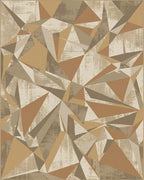 Earthy Tones Abstract Geometric Polygon Rug - Cutout View