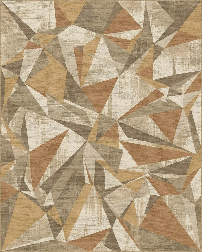 Earthy Tones Abstract Geometric Polygon Rug - Cutout View
