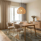 Earthy Tones Abstract Geometric Polygon Rug Dining Room View