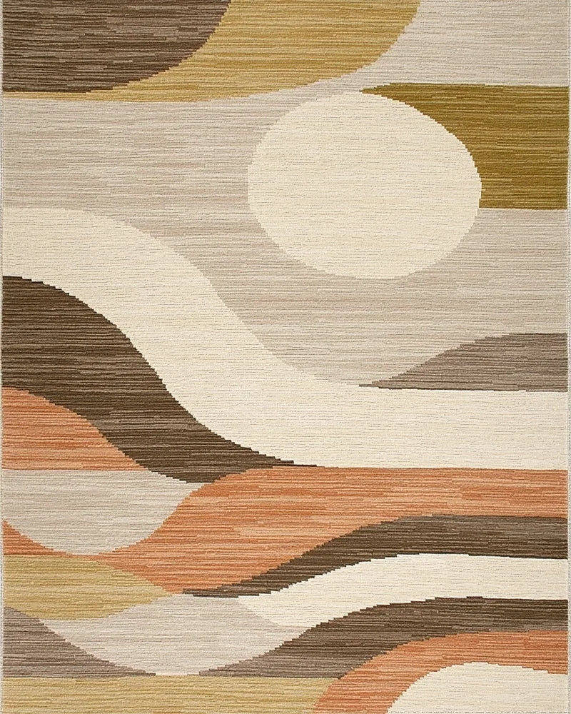 Earthy Tones Abstract Wave Rug - Cutout View