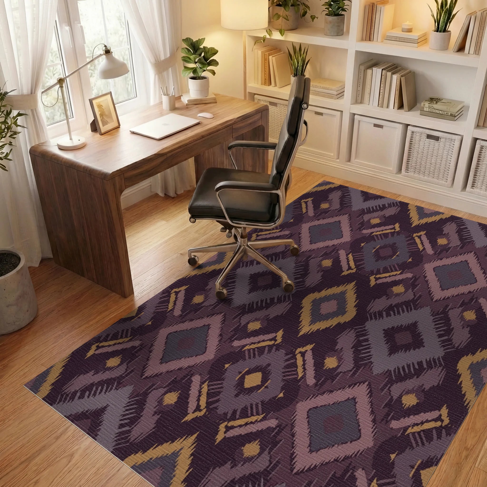 Earthy Tones Jagged Diamond Rug Office View