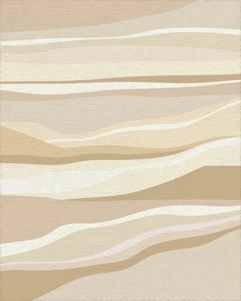 Earthy Tones Layered Abstract Waves Rug - Cutout View