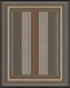 Earthy Tones Striped Geometric Border Rug - Cutout View