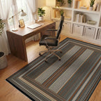 Earthy Tones Striped Geometric Border Rug - Office View