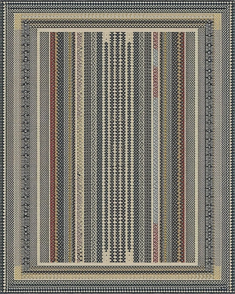 Earthy Tones Striped Medley Rug - Cutout View