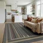 Earthy Tones Striped Medley Rug - Living Room View