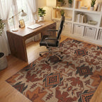 Earthy Tones Thunderbird Geometric Rug Office View