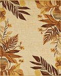 Earthy Tropical Leaf Floral Scroll Rug - Cutout View