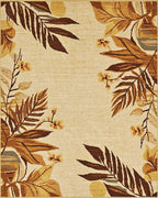 Earthy Tropical Leaf Floral Scroll Rug - Cutout View