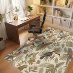 Earthy Tropical Toucan Parrot Foliage Rug Office View