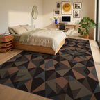 Earthy Warm Geometric Starburst Rug Bedroom View