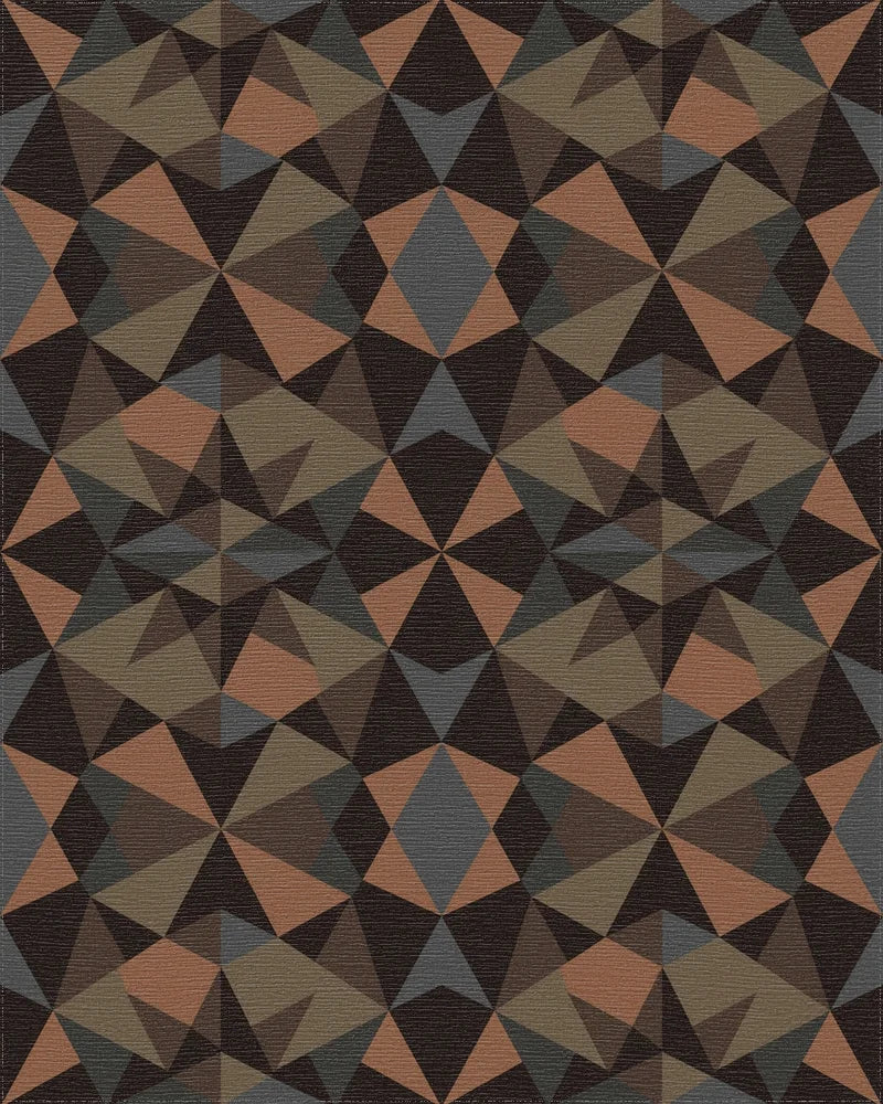 Earthy Warm Geometric Starburst Rug - Cutout View