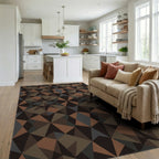 Earthy Warm Geometric Starburst Rug Living Room View