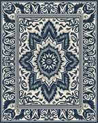 Elaborate Scrollwork Medallion Design Rug - Cutout View