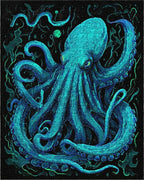 Electric Blue Kraken Tentacle Art Rug - Cutout View