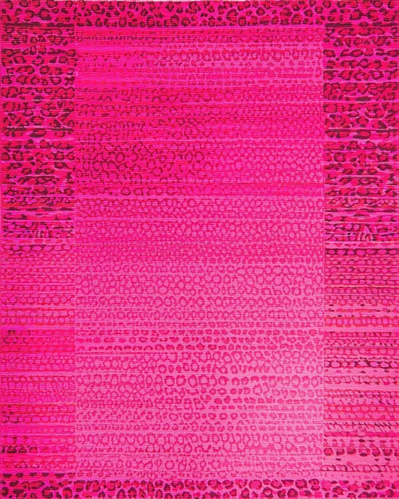 Electric Pink Animal Stripe Collage Rug - Cutout View