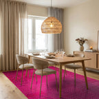 Electric Pink Animal Stripe Collage Rug - Dining Room View