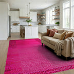 Electric Pink Animal Stripe Collage Rug - Living Room View