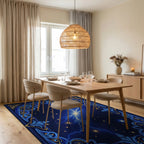 Electric Starburst Ornate Medallion Rug Dining Room View