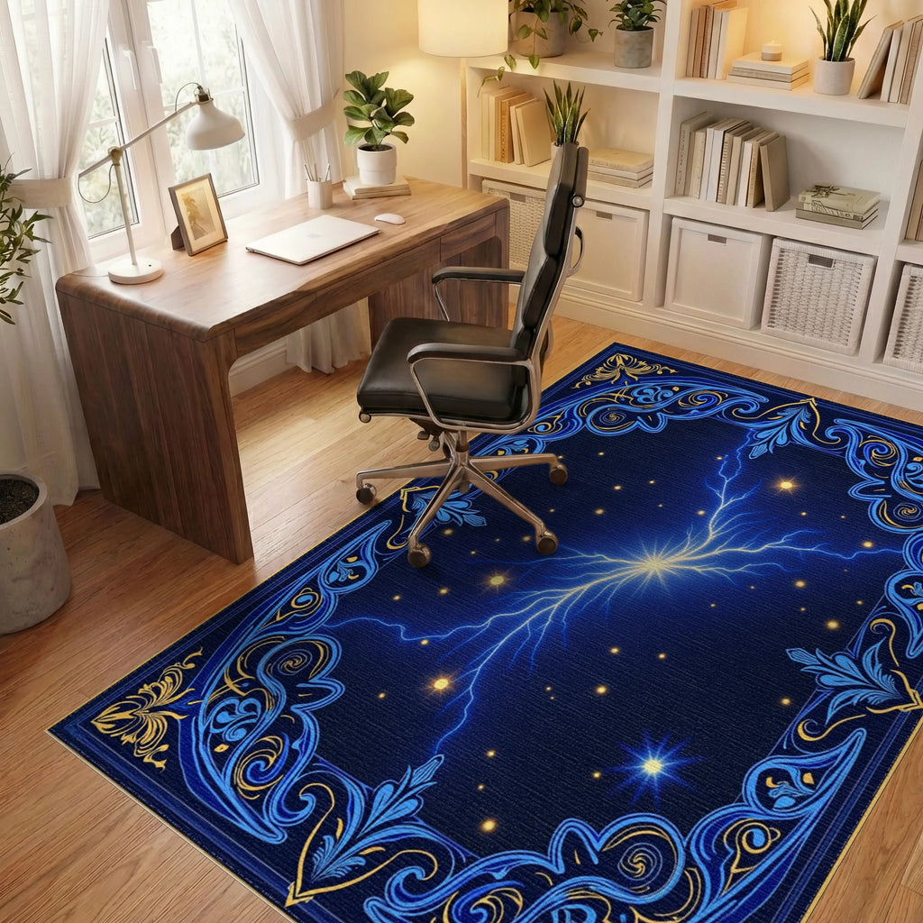 Electric Starburst Ornate Medallion Rug Office View