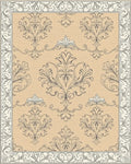 Elegant Beige Damask Scroll Rug - Cutout View