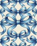 Elegant Blue Bow Ribbon Garland Rug - Cutout View